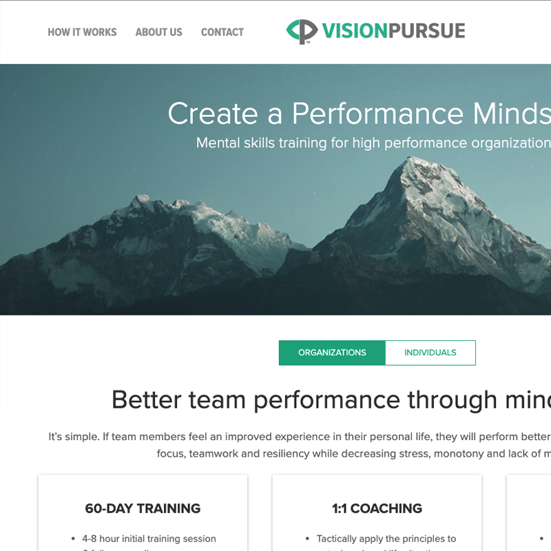 VisionPursue Website, App & Brand